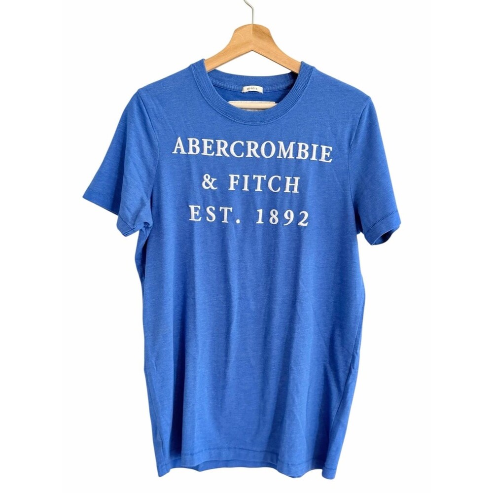 Abercrombie & Fitch Y2K Mens Muscle T Shirt Sz XL Blue Preppy Short Sleeve Logo